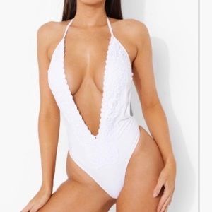 Bride Appliqué Detail Cutout Swimsuit